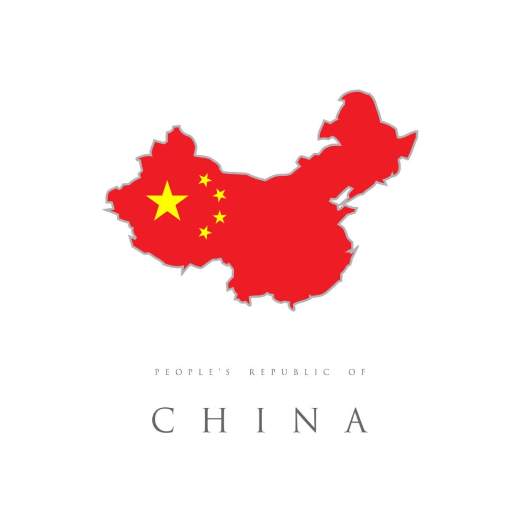 Map of China with national flag overlay – Feng Shui Nine Luck prediction 2025