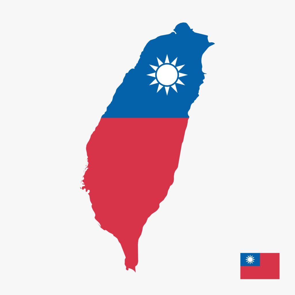 Map of Taiwan with national flag colors – Feng Shui Nine Luck cycle prediction